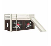 Lit Enfant Surélevé Avec Toboggan "Pino Caribian Pirates" 90x200cm Blanc