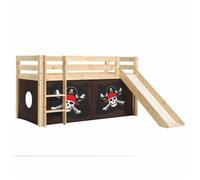 Lit Enfant Surélevé Avec Toboggan ""Pino Caribian Pirates"" 90x200cm Naturel
