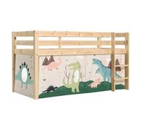 Lit Mi-Hauteur 90x200 sommier inclus housse Dino Pino - Bois