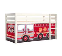 Lit Enfant Surélevé "Pino Fire Truck" 90x200cm Blanc