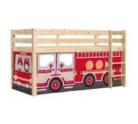 Lit Enfant Surélevé "Pino Fire Truck" 90x200cm Naturel