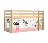 Lit Enfant Surélevé "Pino Princesse Sophie" 90x200cm Naturel