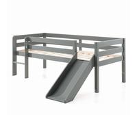 Lit Enfant Surélevé & Toboggan "Pino" 90x200cm Gris