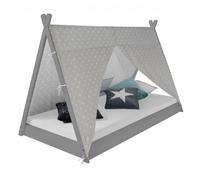 Lit Enfant Tipi Avec Matelas Lit Tente 90x200 Lit Jeune Toile Toiles Grises