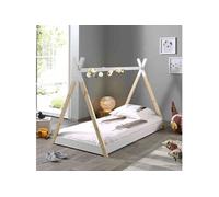 Lit enfant tipi inspiration Montessori en bois blanc 90x200 -