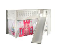 Lit Enfant Toboggan & Tente "Scott Princesse" 90x200cm Blanc