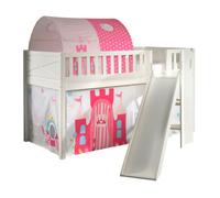 Lit Enfant Toboggan, Tente & Tunnel "Scott Princesse" 90x200cm Blanc