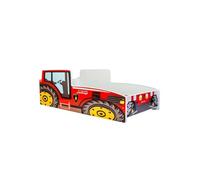 Kobi Lit enfant Tracteur rouge 80×160 cm – Thème ferme – Garçon/Fille – Avec sommier et matelas