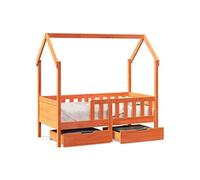 Lit enfant vidaxl 70x140 en bois barriere matelas sommier tiroir - sommier a lattes marron