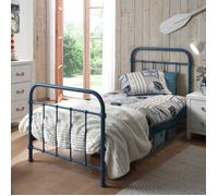 Vipack Lit enfant New York – Métal 90x200 cm – Bleu – Style industriel