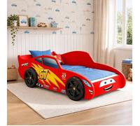 Lit enfant voiture 160x80 cm rouge avec roues 3D sans matelas CARS