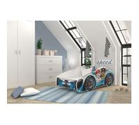 Lit enfant voiture 70 x 140 cm - Pat Patrouille - Matelas et sommier inclus Blanc
