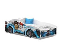 Lit enfant voiture 80 x 160 cm - Pat Patrouille - Matelas et sommier inclus Blanc