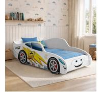 KOBI Lit en Forme de Voiture 140 x 70, Blanc, sans Matelas, Cars