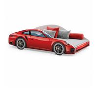KOBI Lit Enfant Porsche Car | 160 x 70 cm | Multicolore | Thème Race Car | Lit Enfants Garcon Fille | avec Sommier et Matelas | Lit Cabane avec Barriere