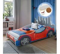 Lit enfant voiture Spider 160x80 cm - lit auto + sommier + matelas en mousse-coco avec housse Aloe Vera