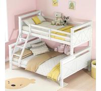 Lit Enfants,lit superposé Enfant antichute,lit Mezzanine avec échelle et Garde-Corps de sécurité,Transformable en 2 Lits séparés,lit en Bois pour Enfants,Adolescents,90 (140) x 200 cm,Blanc