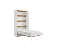 Lit escamotable 120 x 200 cm - Ouverture verticale manuelle - Avec LEDs - Blanc et naturel - RAPILI