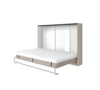 Lit escamotable 140 x 200 cm horizontal avec 2 armoires ouverture à ressort - taupe mat - ZEN