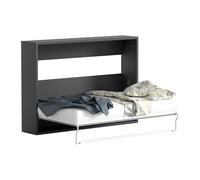 Lit escamotable 140 x 200 cm - Ouverture horizontale manuelle - Anthracite et naturel - MALINA II