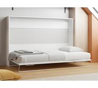 Lit escamotable 140 x 200 cm - Ouverture horizontale manuelle - Blanc + matelas MALINA II