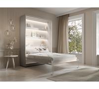 Lit escamotable 140 x 200 cm - Ouverture verticale manuelle - Avec LEDs - Beige - RAPILI