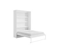 Vente-unique - Lit escamotable 140 x 200 cm - Ouverture Verticale Manuelle - avec LEDs - Blanc - RAPILI