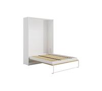 Lit escamotable 140 x 200 cm - Ouverture verticale manuelle - Coloris : Naturel et blanc - BEGANIO