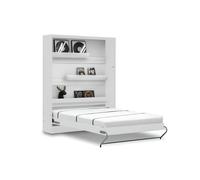 Lit escamotable 140 x 200 cm vertical ouverture à ressort - blanc brillant / blanc mat - COZY