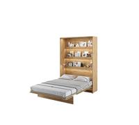 Lit escamotable 140x200 cm vertical avec LED ouverture pneumatique - chêne - SMART