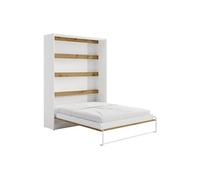 Lit escamotable 160 x 200 cm - Ouverture verticale manuelle - Avec LEDs - Blanc et naturel - RAPILI