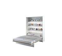 Lit escamotable 180 x 200 cm vertical avec LED ouverture pneumatique - blanc brillant - SMART