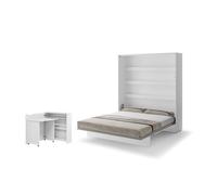 Lit escamotable 2 personnes vertical SMART avec bureau EASY ouverture à gauche.