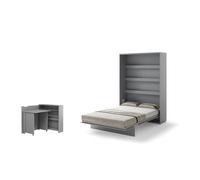 Lit escamotable 2 personnes vertical SMART avec bureau EASY ouverture à gauche.