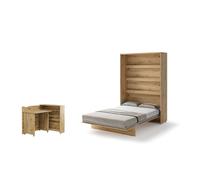 Lit escamotable 2 personnes vertical SMART avec bureau EASY ouverture à gauche.