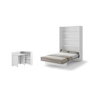 Lit escamotable 2 personnes vertical SMART avec bureau EASY ouverture à gauche.
