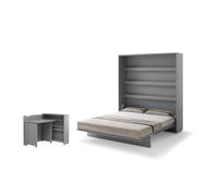Lit escamotable 2 personnes vertical SMART avec bureau EASY ouverture à gauche.