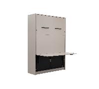 Lit escamotable avec bureau intégré 140 x 200 cm ouverture pneumatique - taupe mat - LOLITA