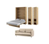 Lit escamotable avec canapé bouclette et rangements - SMART