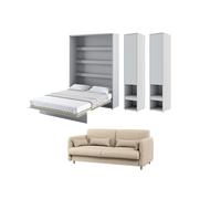 Lit escamotable avec canapé bouclette et rangements - SMART