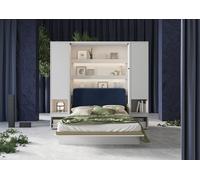 Lit escamotable avec tête de lit armoires chevets et étagères intégrés ouverture pneumatique - SMART