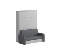 Lit escamotable canapé 140 x 200 cm - Ouverture verticale manuelle - Blanc et gris - VACIALA II