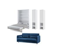 Lit escamotable canapé bleu navy avec rangements - SMART