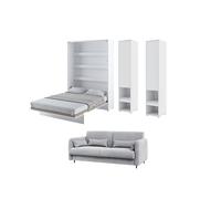 Lit escamotable canapé gris claire avec rangements - SMART