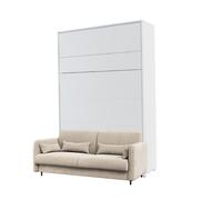 Lit escamotable canapé intégré beige velours- SMART