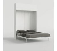 Lit escamotable double avec placard basculant blanc Kentaro