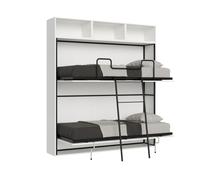 Lit escamotable double horizontal Kando avec matelas en L