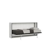Lit escamotable horizontal 1 couchage 85 Kando avec matelas Frêne Blanc -