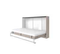 Lit escamotable horizontal 120 x 200 cm avec mécanisme d'ouverture à ressort - taupe mat - ZEN