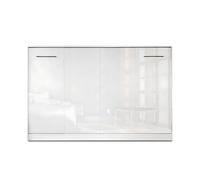 Lit escamotable horizontal 120 x 200 cm ouverture à ressort - blanc brillant / blanc mat - ZEN